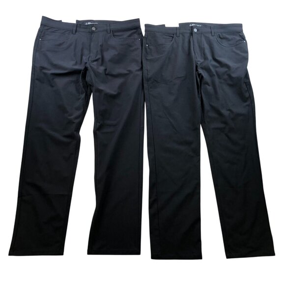 NWT Members Mark Mens Performance Pants 36x32 Lot of Two Slim Fit Black Casual - Picture 1 of 13